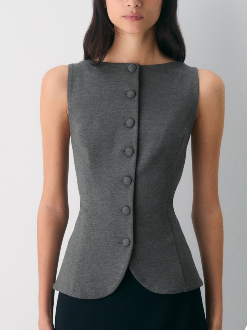 SOLD ✨ Aritzia Wilfred Ponteflex Risette Vest Heather Charcoal Size 2 NWT
